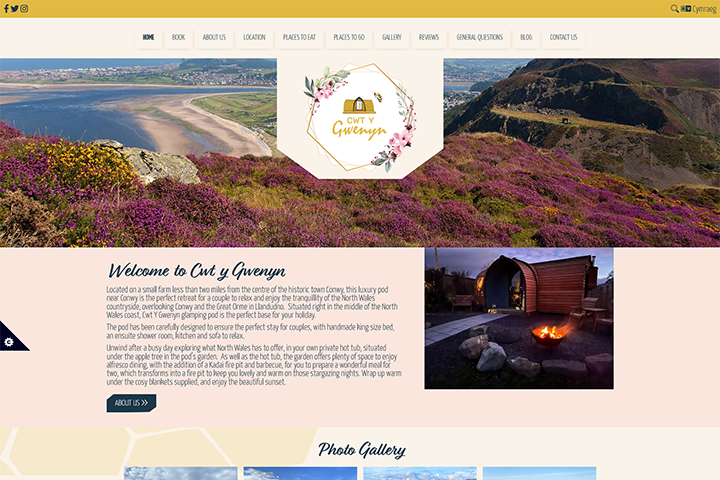 screnshot Cwt y Gwenyn website