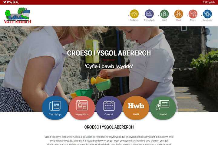 screenshot Ysgol Abererch website