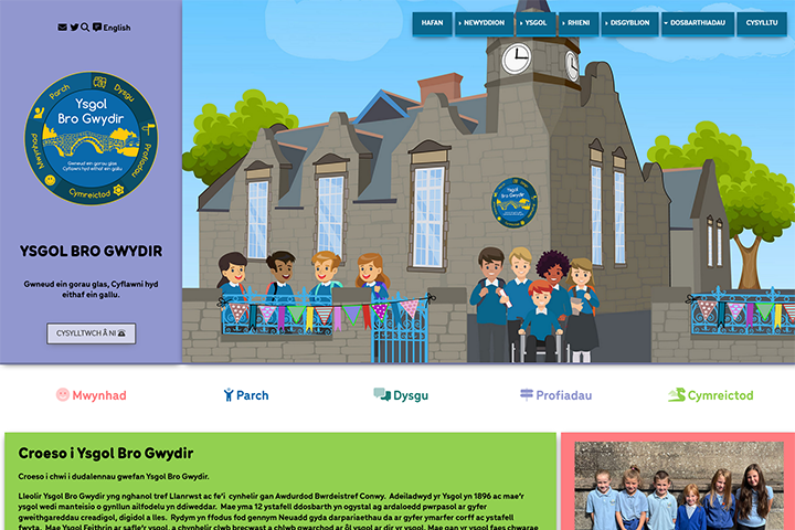 screnshot Ysgol Bro Gwydir Website